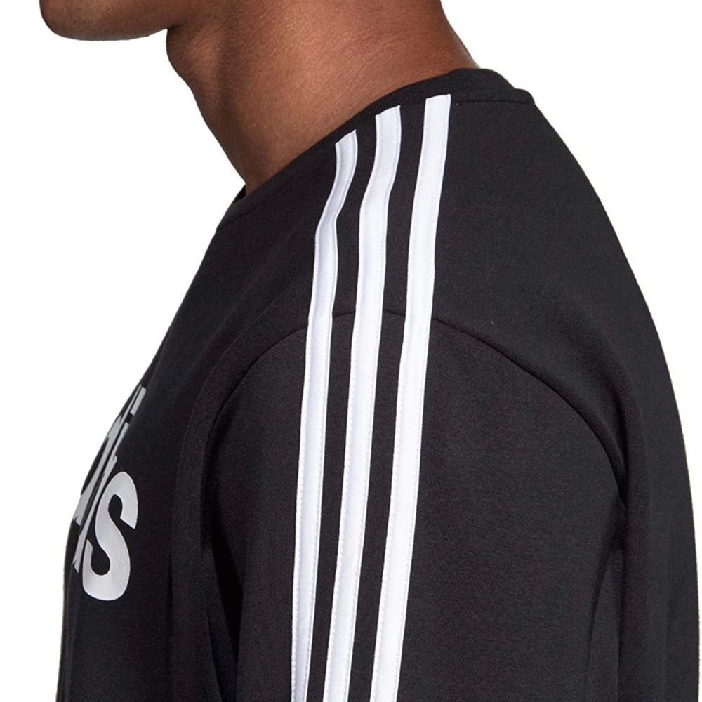 Adidas E 3S Crew FL Round-neck Sweater Unisex Black/White DQ3084 Size Large - Picture 5 of 15